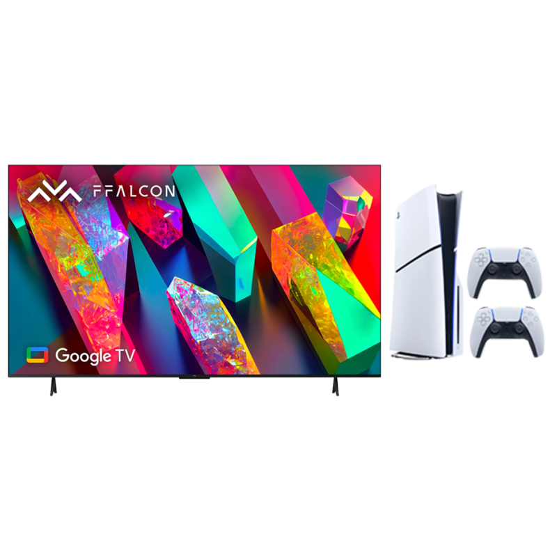 BUNDLE PS5 Slim Console + FFalcon 75" U63 4K UHD Smart TV [2023